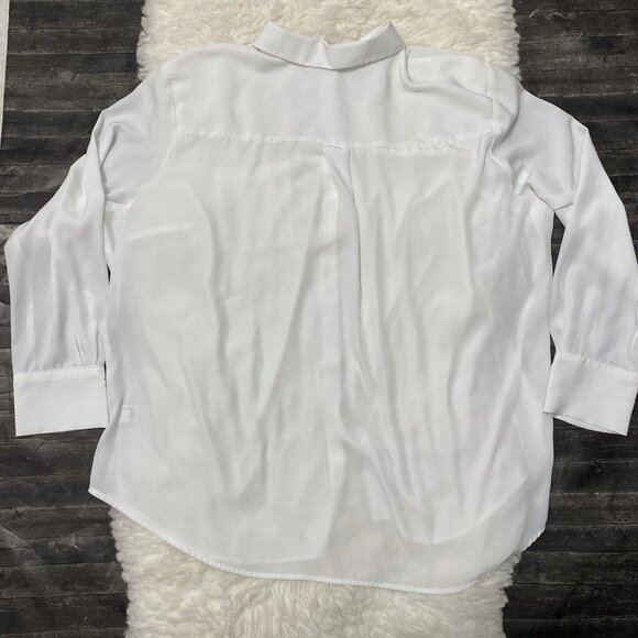NINE WEST WOMENS PLUS HIDDEN BUTTON DOWN WHITE LONG SLEEVE CASUAL ACADEMIA - Picture 4 of 6